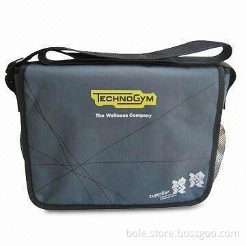 600D Briefcase/Shoulder/Computer Bag with Bottle Holder at 2 Side and Big Flap